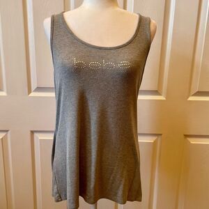 Bebe Gray Rhinestone Tank Top Size 2X